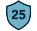 Blue shield icon with the number 25 inside