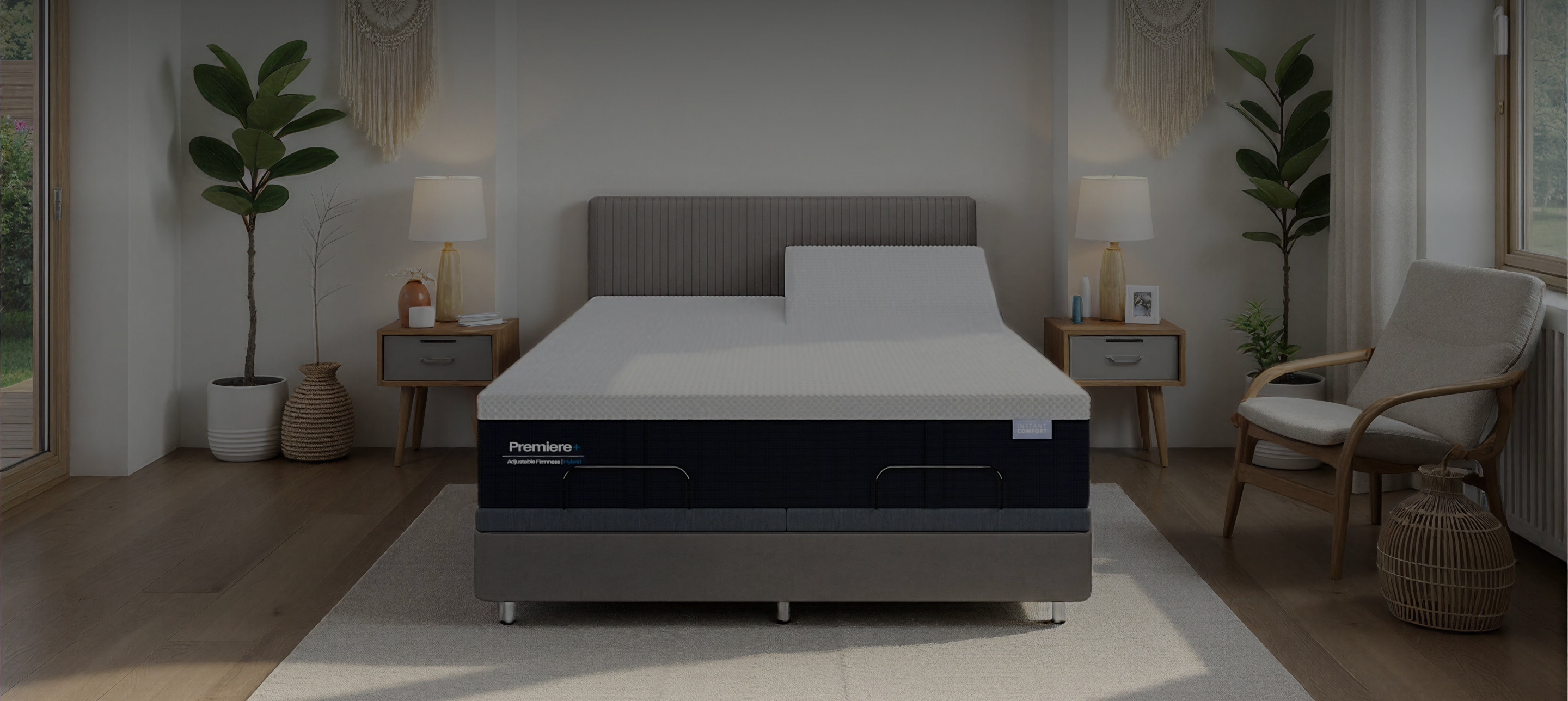 Bed with a mattress in a bedroom setting