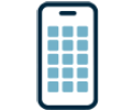 Phone with grid layout on a white background