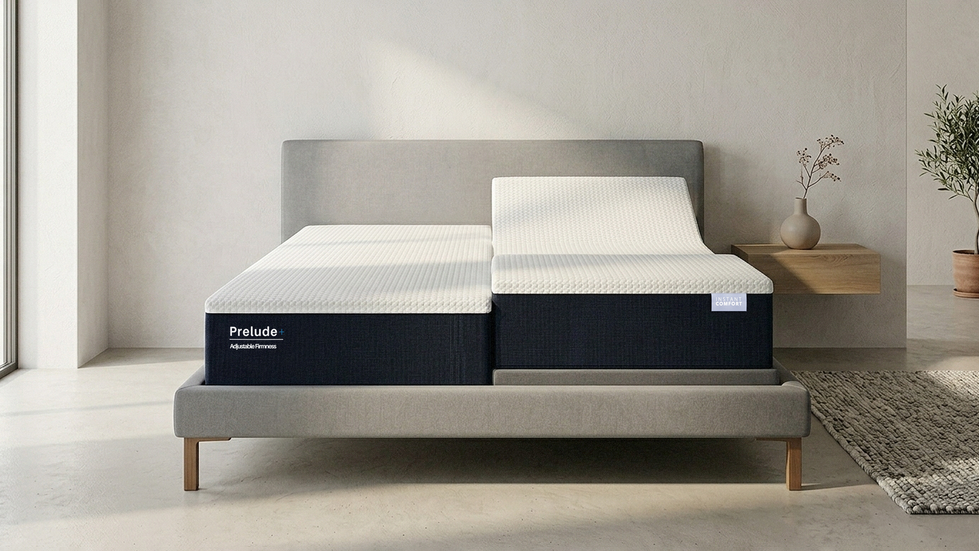Prelude mattress on a bed in a minimalistic room