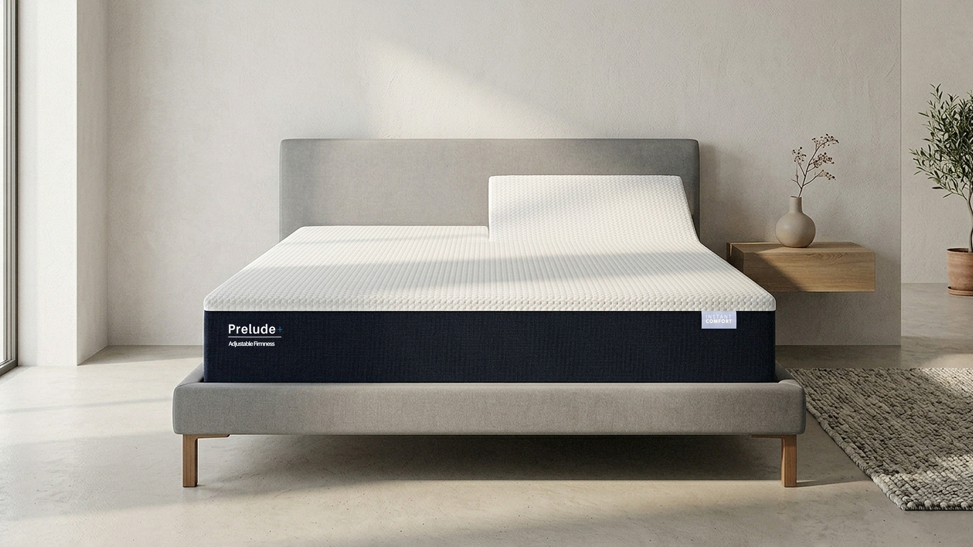 Prelude mattress on a bed in a minimalistic room