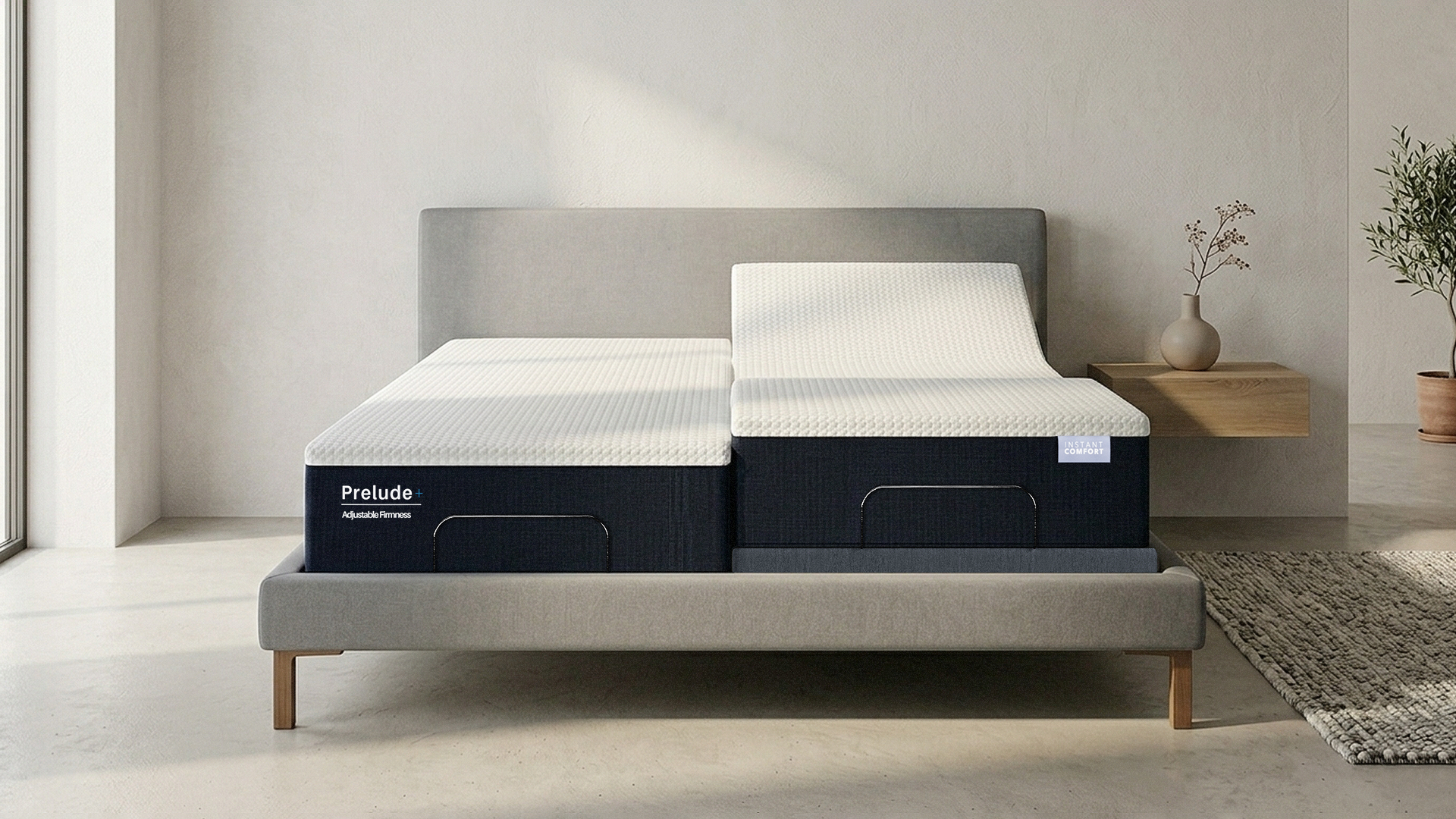 Prelude mattress on a bed in a minimalistic room