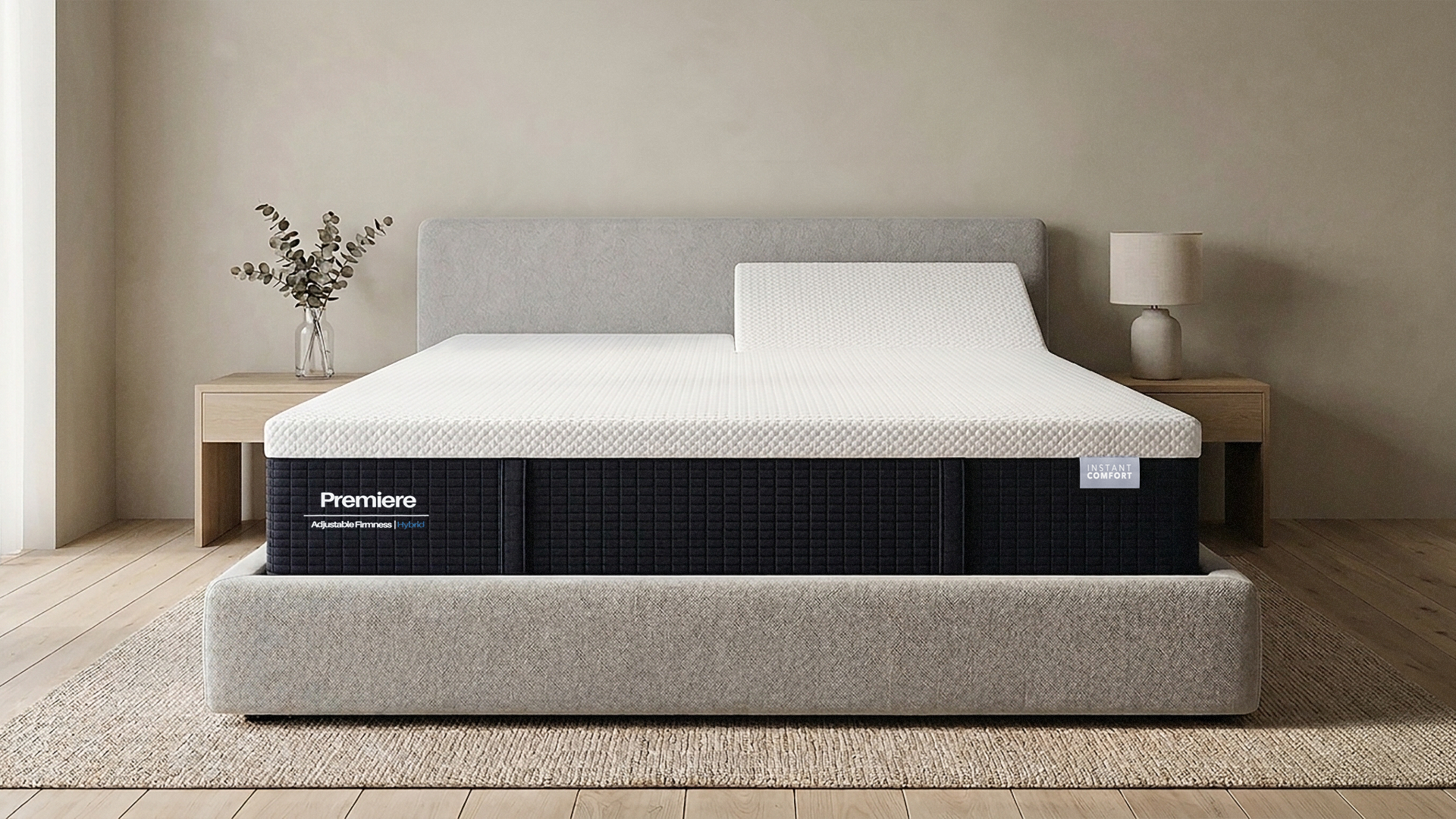 Mattress on a bed in a room with decor elements