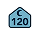 Temperature indicator with 'C' for Celsius and number 120