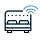 Icon of a sofa with a Wi-Fi symbol above it