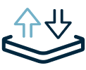 Icon with an upward arrow, downward arrow, and a horizontal line.