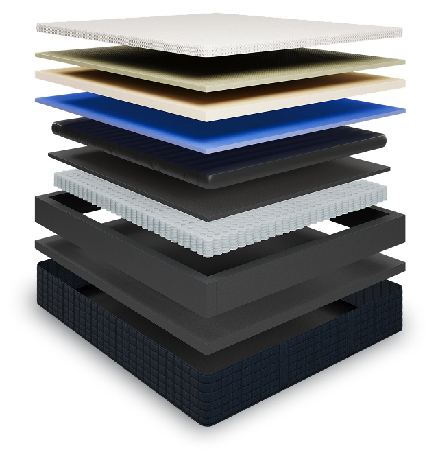 Stack of various pallets with different materials and colors on a white background
