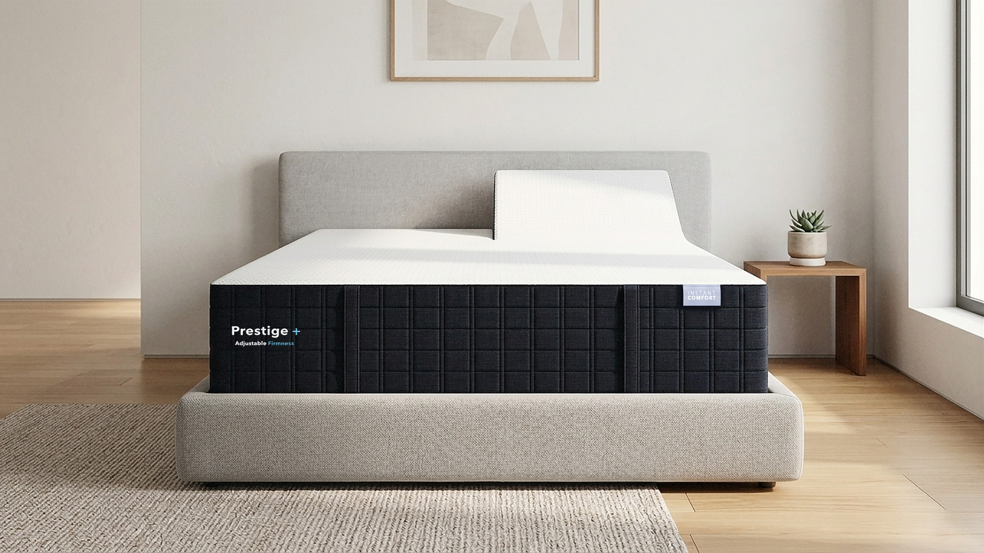 Mattress on a bed in a room with a neutral color scheme