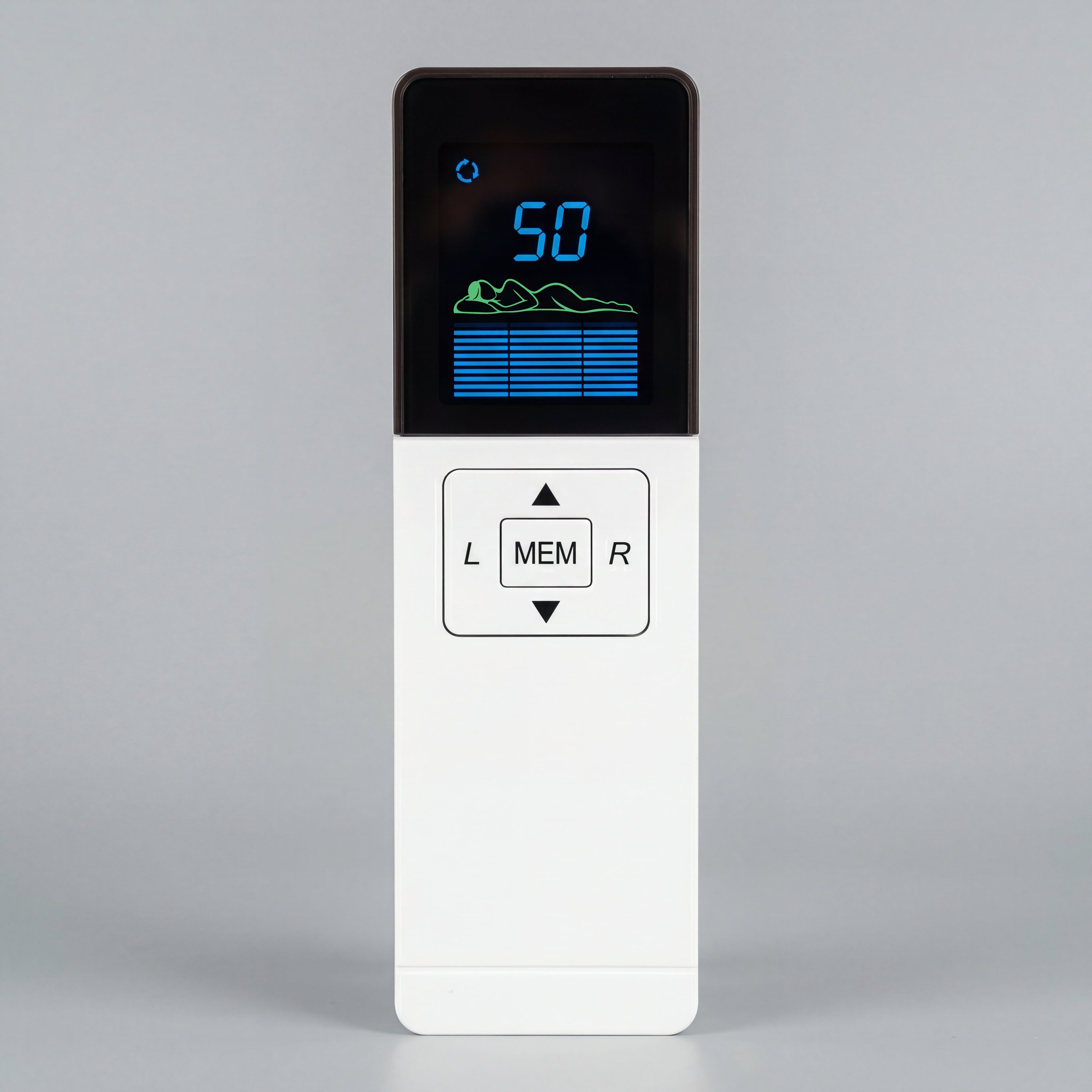 Digital thermostat with a gray background